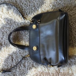 Dooney and Bourke black polka vintage cabriolet leather satchel bag